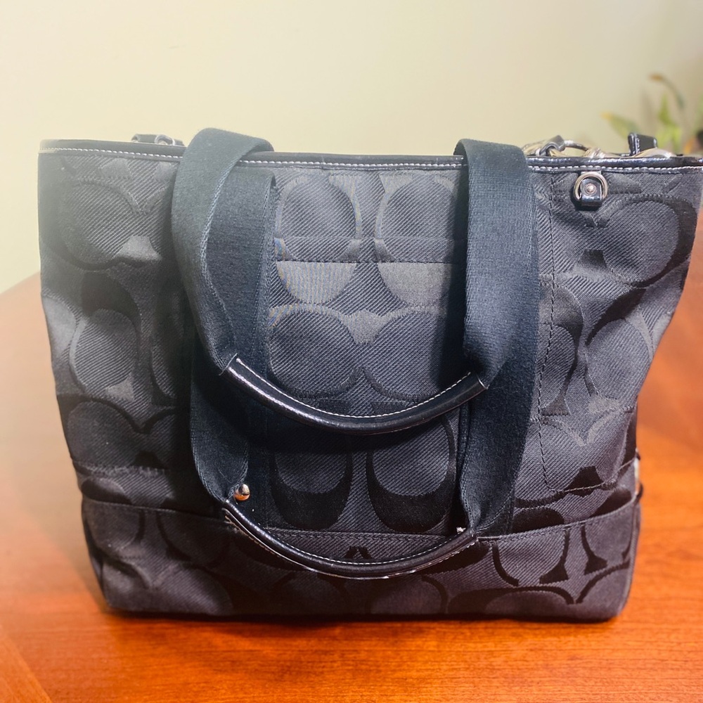 Coach Black Monogram Shoulder Bag with Adjustable Strap - Picture 4 of 16